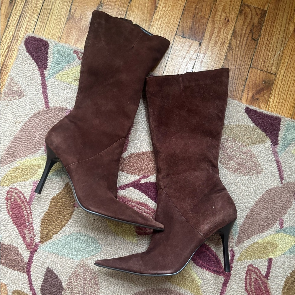 pointy toe Brown Suede High Heel 90s Boots